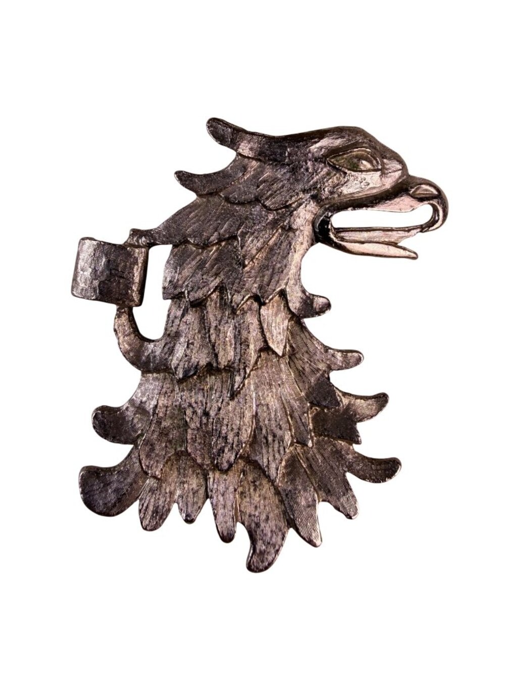 Vintage Eagle Silver Tone Metal Belt Buckle Unique Feather Textured Design
